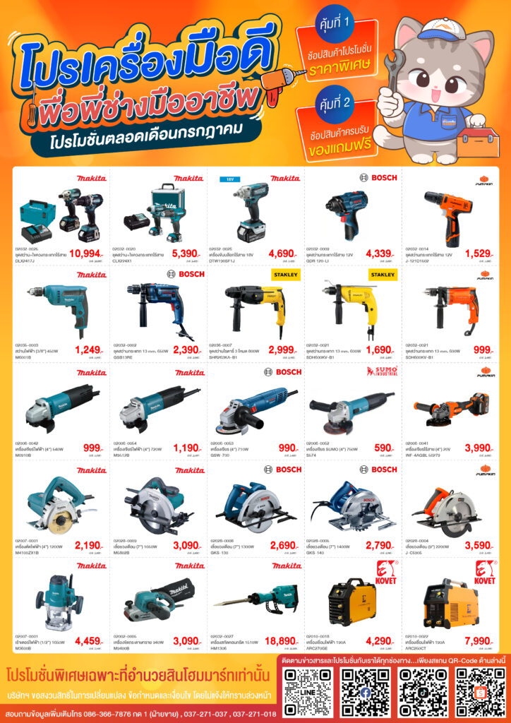 โปรโมชั่น เครื่องมือช่าง ราคาถูก หลากหลายแบรนด์